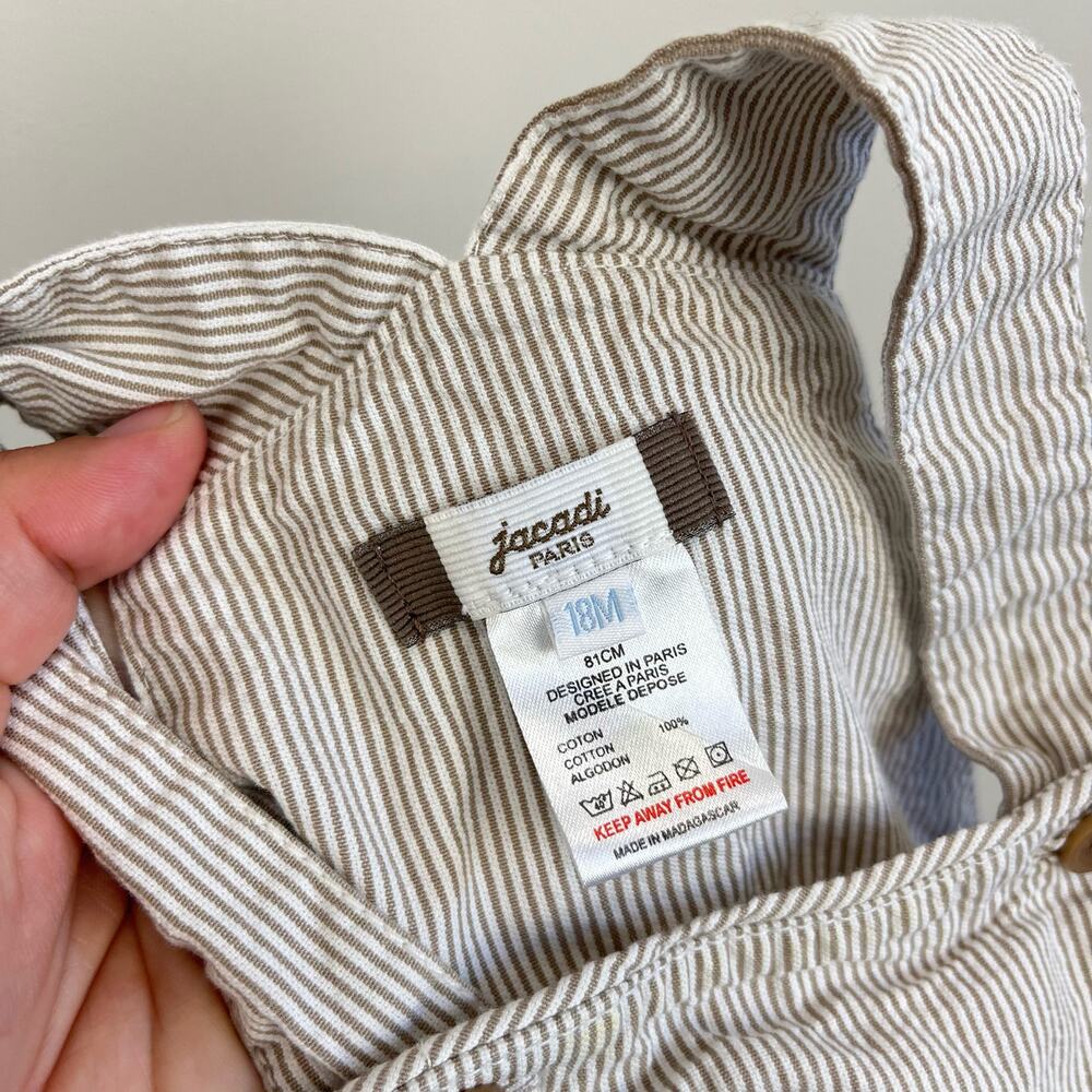 Jacadi Cream Striped Overalls with Anchor Detail - Picture 5 of 11